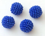 19mm Blue Glass Beads Round Balls, 2 Pcs Matched Pair Earrings, Fancy Blue Beads