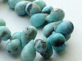 6x7.5 mm-6x10 mm Natural Larimar Faceted Pear Beads, Larimar Faceted Pear