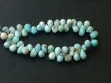 6x7.5 mm-6x10 mm Natural Larimar Faceted Pear Beads, Larimar Faceted Pear