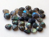 12-14mm Labradorite Rose Cut Heart Stones, Both Side Faceted, 4 Pieces