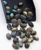 9X14mm Labradorite Rose Cut Oval Cabochons, Labradorite Faceted Flat Back