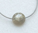 Gray Rose Cut Diamond, 4.6mm Loose Top Side Drilled Diamond, Loose Rough Faceted Cabochon for Jewelry - DS3562