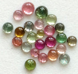 2-3mm Tourmaline Plain Round Cabochons, Multi Tourmaline Flat Back Gemstones