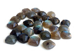 10mm Labradorite Rose Cut Cushion Cut Cabochons, Faceted Square Flat Back