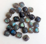 10mm Labradorite Rose Cut Cushion Cut Cabochons, Faceted Square Flat Back