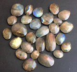 11-22mm Labradorite Rose Cut Free Form Cabochons, Labradorite Flat Back Cabochon