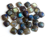 12-13mm Labradorite Rose Cut Cushion Cut Cabochons, Faceted Square Flat Back