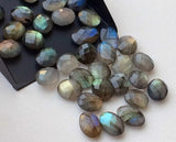 12-14mm Labradorite Rose Cut Oval Stones, Labradorite Both Side Faceted