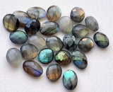 12-14mm Labradorite Rose Cut Oval Stones, Labradorite Both Side Faceted