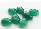 12x16- 16x20mm Green Onyx Plain Oval Flat Back Plain Cabochons 12 Pieces