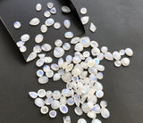 6-12mm Rainbow Moonstone Plain Flat Back Cabochons, Mixed Shape Lot Cabochons