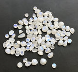 6-12mm Rainbow Moonstone Plain Flat Back Cabochons, Mixed Shape Lot Cabochons