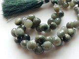 6.5-10.5 mm Cats Eye Stone Faceted Onion Briolettes, Green Cats Eye Onion Beads