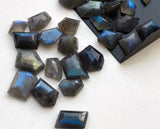 15-20mm Labradorite Fancy Cut Cabochons, Blue Fire Rose Cut Flat Back Cabochons