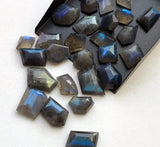 15-20mm Labradorite Fancy Cut Cabochons, Blue Fire Rose Cut Flat Back Cabochons