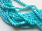 6mm Blue Opal Plain Cube Beads, Blue Opal Plain Box Beads, Opal For Necklace