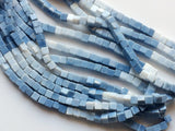 6mm Blue Opal Plain Cube Beads, Shaded Blue Opal Plain Box Beads, Shaded Opal