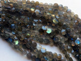 7mm Labradorite Faceted Coin Beads, Natural Labradorite Straight Drill Faceted