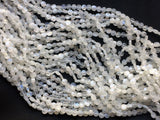 6-6.5mm Rainbow Moonstone Coins, Rainbow Moonstone Faceted Round Coin Beads