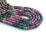 5-5.5 mm Multi Tourmaline Tyre Beads, Tourmaline Spacer Beads, 13 Inch Multi