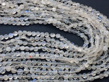 5-5.5mm Rainbow Moonstone Coins, Rainbow Moonstone Faceted Round Coin Beads