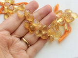 10-12 mm Citrine Plain Heart Briolettes, Natural Citrine Plain Beads, Citrine