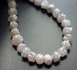 4-4.5mm Natural Rondelle Gray White Raw Diamond Beads, Large Round Beads