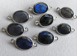 14-16mm Labradorite Double Loop Connectors, 6 Pcs Labradorite Faceted Oval Cut