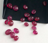 5x7mm - 8x10mm Ruby Glass Filled Cabochons, Oval Plain Ruby Flat Back Cabochons