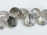 7x9 mm- 13x15 mm Black Rutilated Quartz Faceted Pear Beads, Rutile Quartz