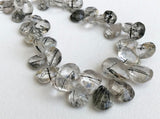 7x9 mm- 13x15 mm Black Rutilated Quartz Faceted Pear Beads, Rutile Quartz