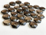 14-15mm Smoky Quartz Hexagon Shape Gemstones, Smoky Quartz Faceted Both Side Cut