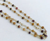 3-3.5mm Jasper Faceted Rondelle Beads Connector Chains in 925 Silver Gold Plate