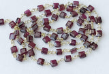 4 mm Garnet Facet Flat Box Bead Connector Chain 925 Silver Gold Polish Wire Wrap