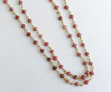 3-3.5mm Rhodocrosite Faceted Rondelle Beads Connector Chains in 925 Silver Gold