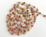 3-3.5mm Rhodocrosite Faceted Rondelle Beads Connector Chains in 925 Silver Gold