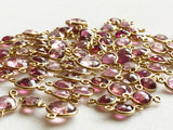 11-12mm Pink Tourmaline Bezel Connector, Pink Tourmaline Faceted Round Both Side