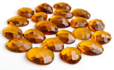 15-19mm Citrine Colored Hydro Quartz Rose Cut Cabochon, Orange Faceted Flat Back