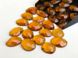 15-19mm Citrine Colored Hydro Quartz Rose Cut Cabochon, Orange Faceted Flat Back