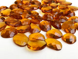 15-19mm Citrine Colored Hydro Quartz Rose Cut Cabochon, Orange Faceted Flat Back