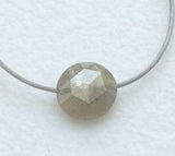 Gray Rose Cut Diamond, 4.5mm Loose Top Side Drilled Diamond, Loose Rough Faceted Cabochon for Jewelry - DS3561
