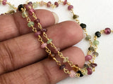 3.5-4 mm Multi Tourmaline Wire Wrapped Plain Rondelle Bead, Rosary Style Beaded