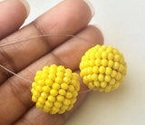 19mm Yellow Glass Beads Round Balls, 2 Pcs Matched Pair Earrings, Fancy Beads