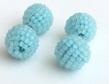 19mm Aqua Glass Beads Round Balls, 2 Pcs Matched Pair Earrings, Fancy Blue Beads