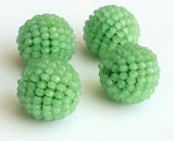 19mm Light Green Glass Beads Round Balls, 2 Pcs Matched Pair Earrings