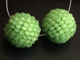 19mm Light Green Glass Beads Round Balls, 2 Pcs Matched Pair Earrings