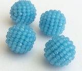 19mm Blue Glass Beads Round Balls, 2 Pcs Matched Pair Earrings, Fancy Blue Beads