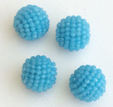 19mm Blue Glass Beads Round Balls, 2 Pcs Matched Pair Earrings, Fancy Blue Beads