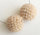 19mm Peach Glass Beads Round Balls, 2 Pcs Matched Pair Earrings, Fancy 19mm