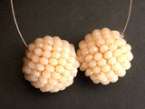 19mm Peach Glass Beads Round Balls, 2 Pcs Matched Pair Earrings, Fancy 19mm